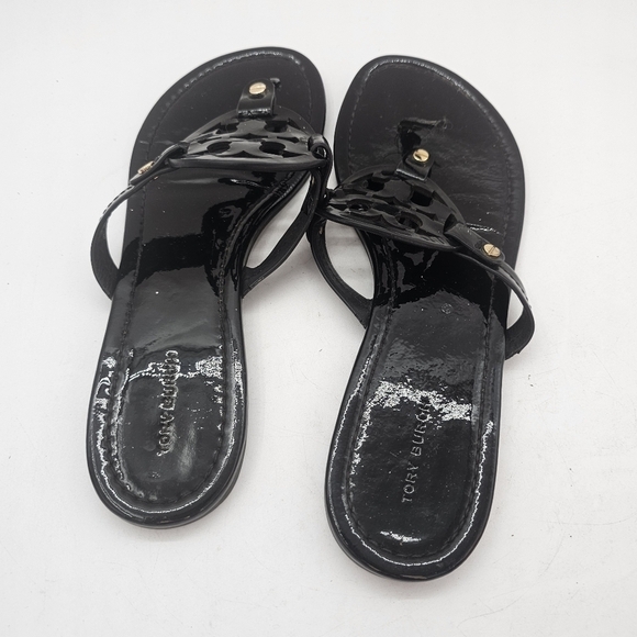 Tory Burch Miller Women’s Black Patent Sandals Size 9.5 US - Picture 7 of 10